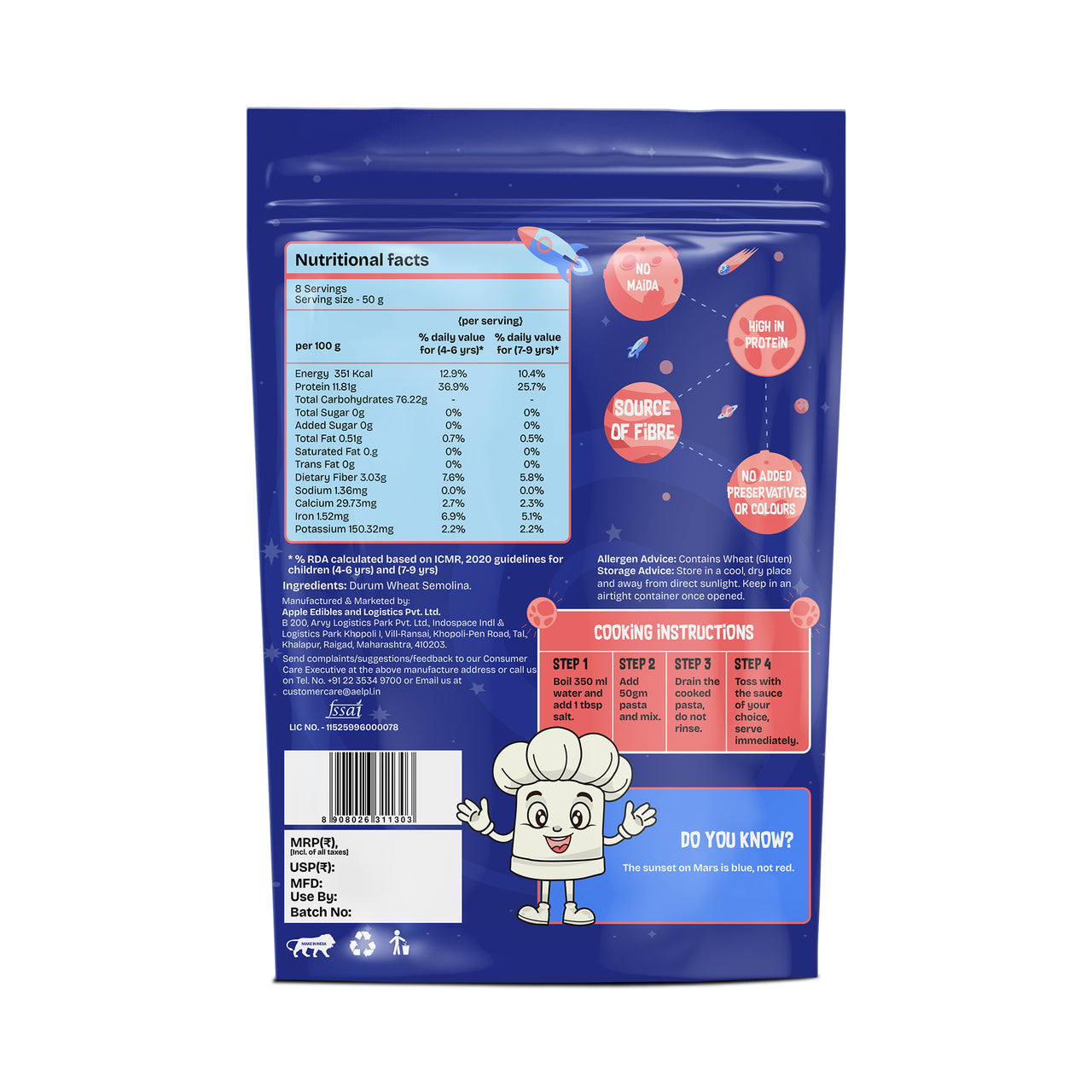 FIRO Space Shape Pasta for Kids | No Maida, Durum Wheat Pasta