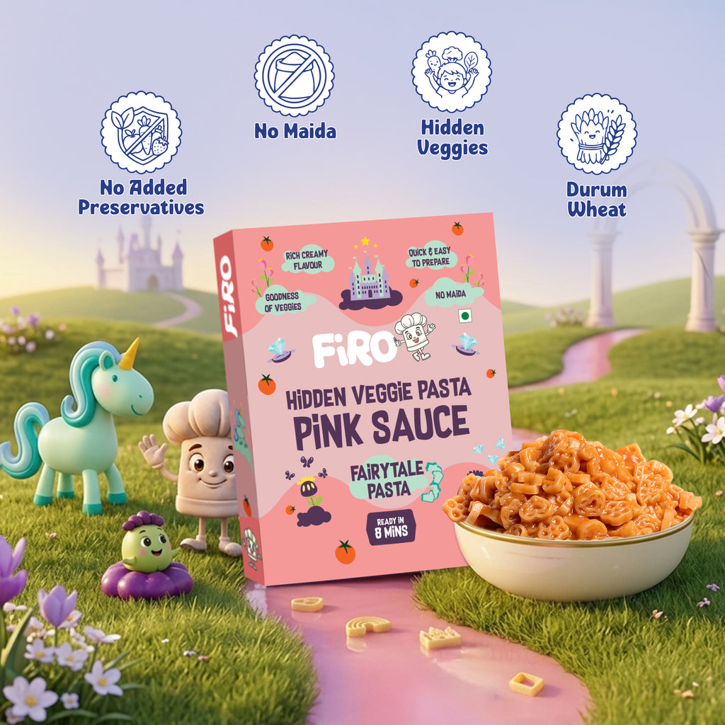 FIRO Fairytale Pink Sauce Shape Pasta for Kids (Hidden Veggies, No Maida, No Preservatives)
