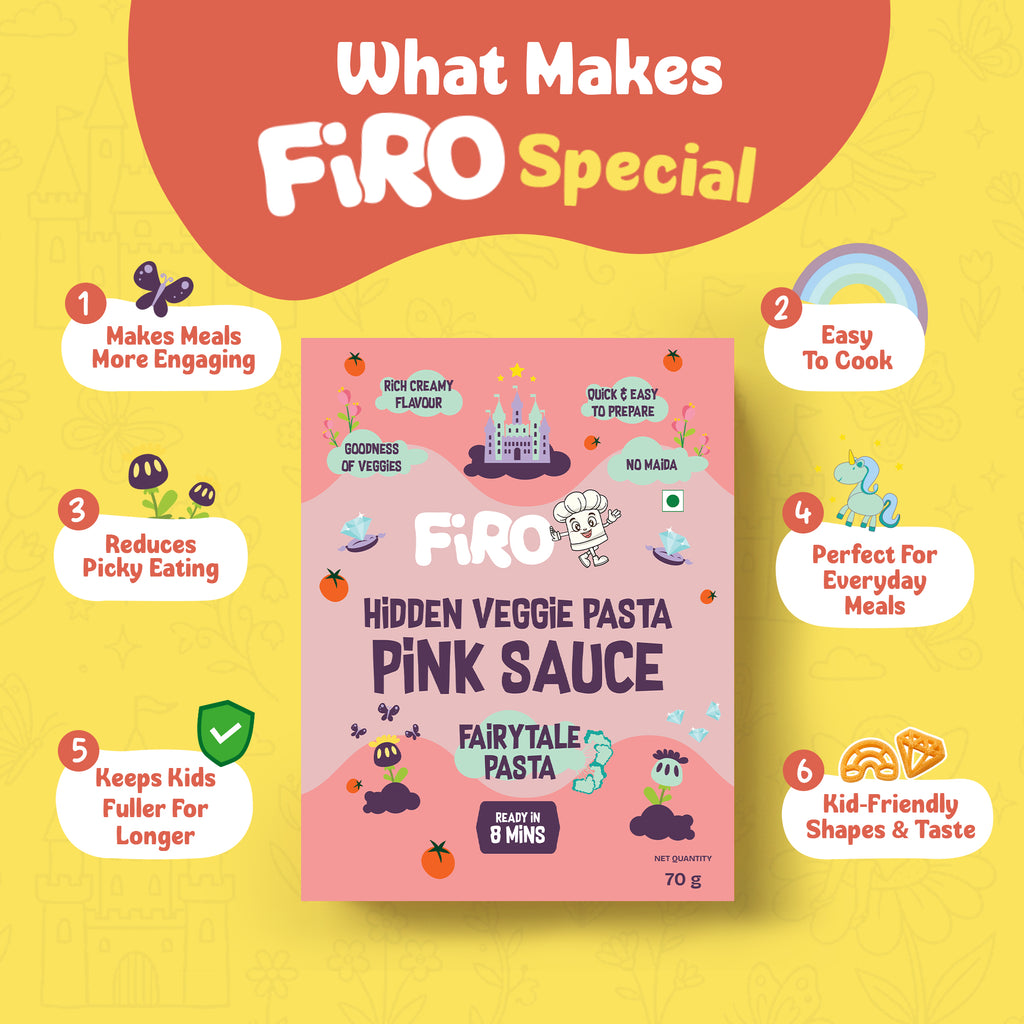 FIRO Fairytale Pink Sauce Shape Pasta for Kids (Hidden Veggies, No Maida, No Preservatives)