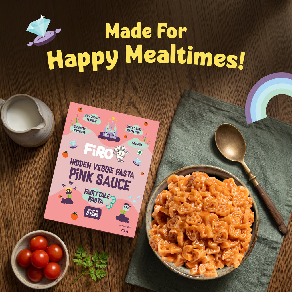 FIRO Fairytale Pink Sauce Shape Pasta for Kids (Hidden Veggies, No Maida, No Preservatives)