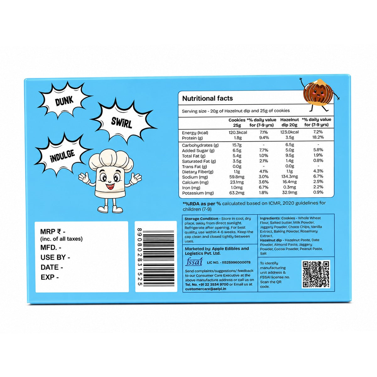 FIRO Chocochip Cookies and Hazelnut Dip (Pack of 3) | Kids Treats