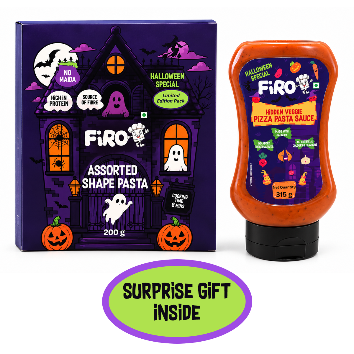 FIRO Halloween Pasta and Sauce Combo | 200g + 315g — front of pack